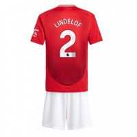 Dětský fotbalový dres Manchester United Victor Lindelof #2 2024-25 Domácí Krátký Rukáv (+ trenýrky)